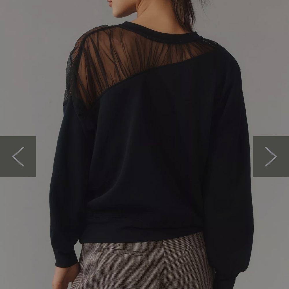 Anthropologie Black Sheer Panel Sweater - Picture 2 of 4